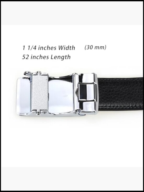Leather Ratchet Dress Belt with Sliding Adjustable Buckle, 1 1/4 Inches Width main image 6
